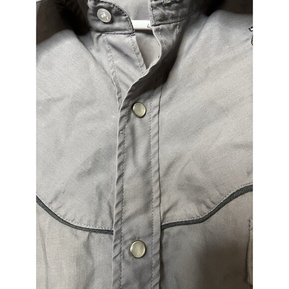 Mens L Vintage Ely Diamond Gray Shirt With Indian On Horse Snap Western Shirt - Picture 5 of 7